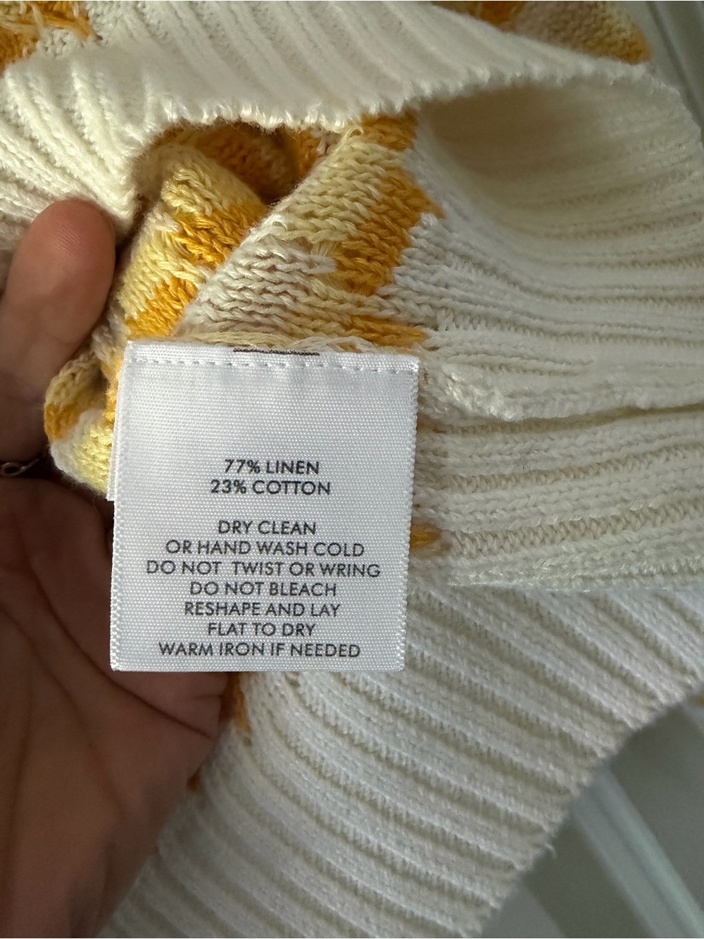 White + Warren Yellow & Cream Textured Crewneck Sweater women’s small - Picture 5 of 5